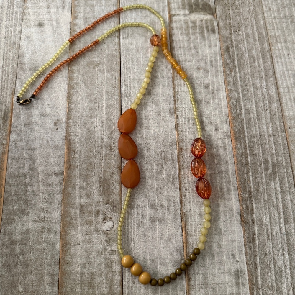 Women Beaded Necklace - Orange and Yellow